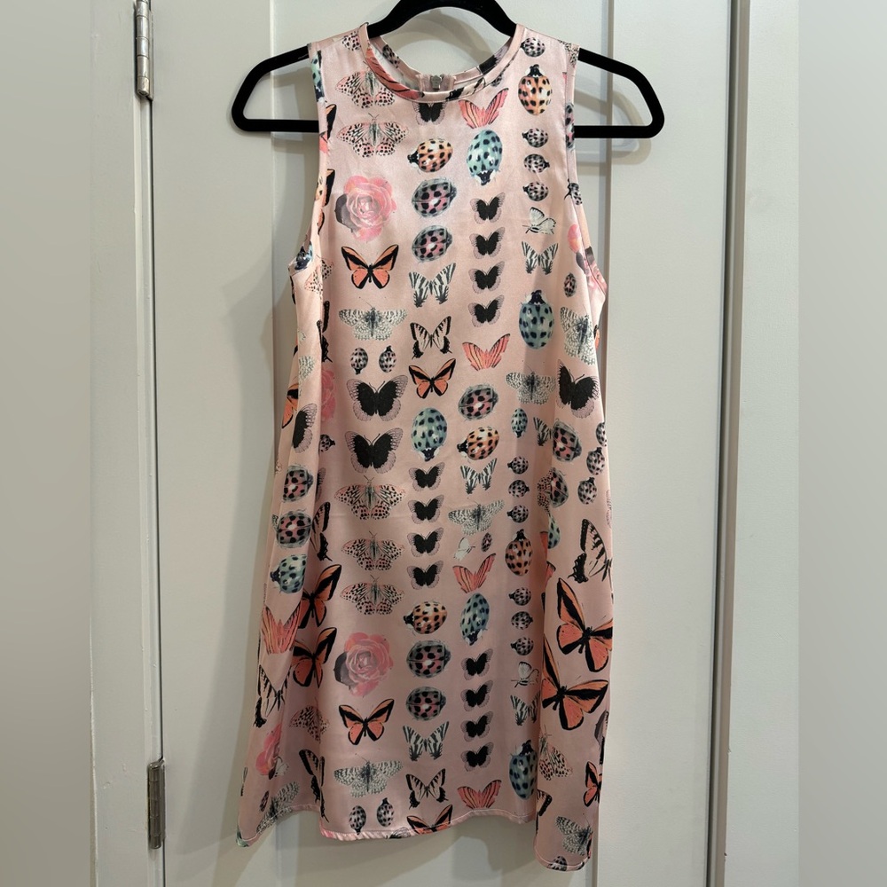 Kimchi Blue Pastel Butterfly Insect Silk Dress